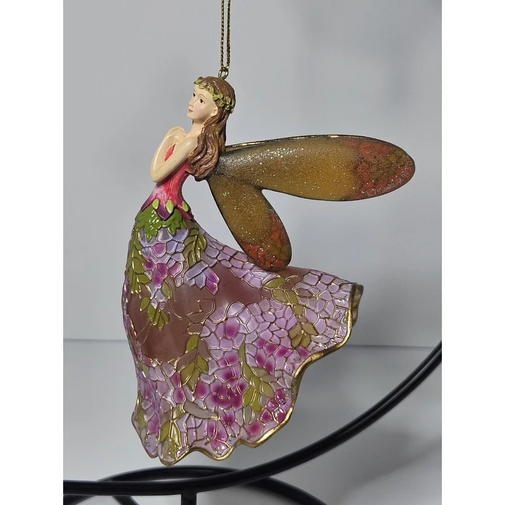 Stained Glass Radiant Wisteria Angels of Glowing Garden Fairy Ornament Flower